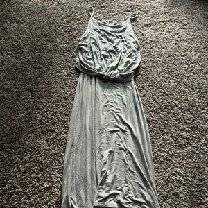 White and grey striped dress